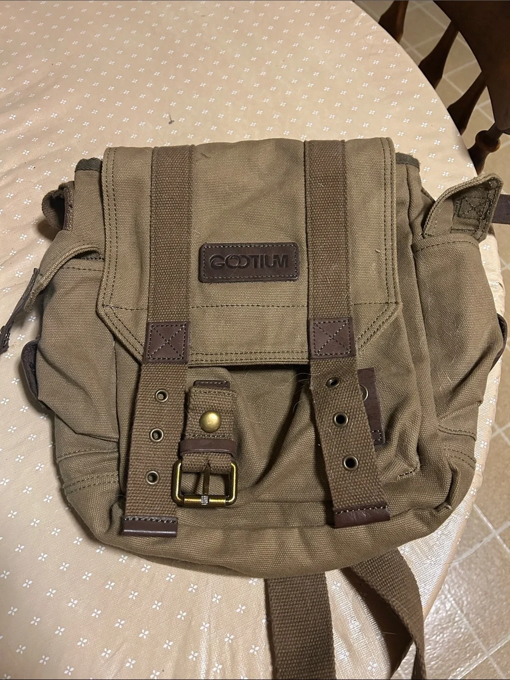 Canvas Messenger Bag for Men in Khaki